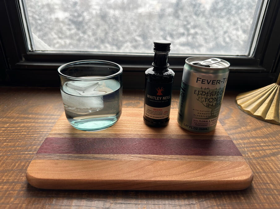 Cherry, Walnut, and Purpleheart bar cutting board