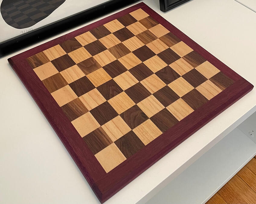 Walnut, Maple, and Purpleheart Chess Board